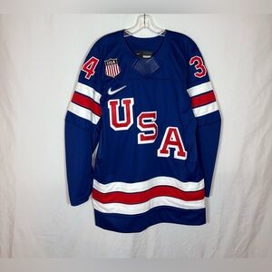 Nike Team USA Hockey #34 Mathews 2026 Winter Olympics Milano Home Jersey Blue S